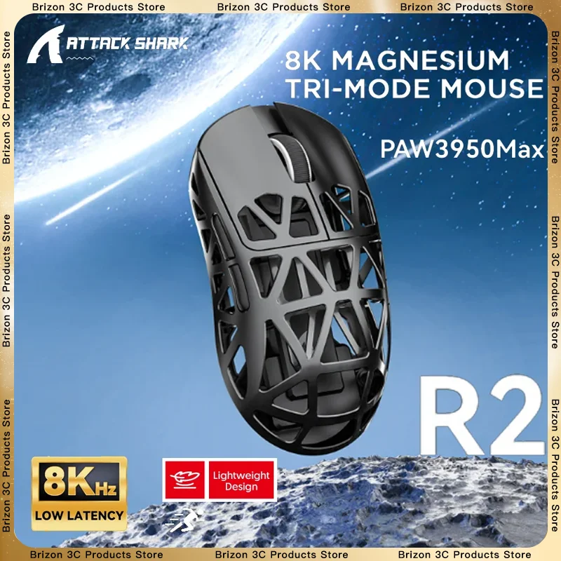 

Attack Shark R2 8K Magnesium Alloy Tri Mode Wireless Bluetooth Mouse PAW3950MAX Lightweight Esports Gaming Mouse Boy's Gift