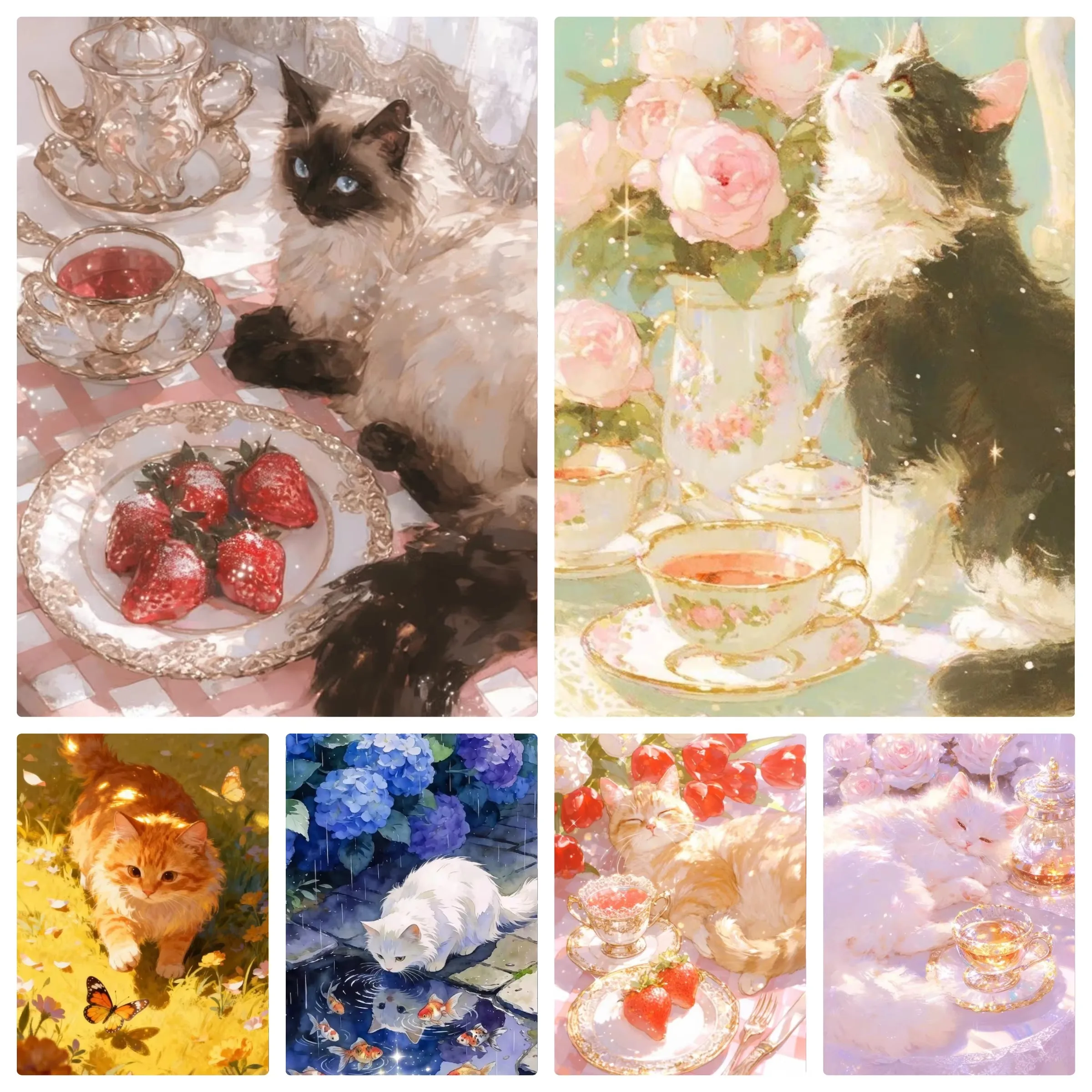 Photo Mosaic Print - Diamond Painting Cute Sparkly Cat Cartoon