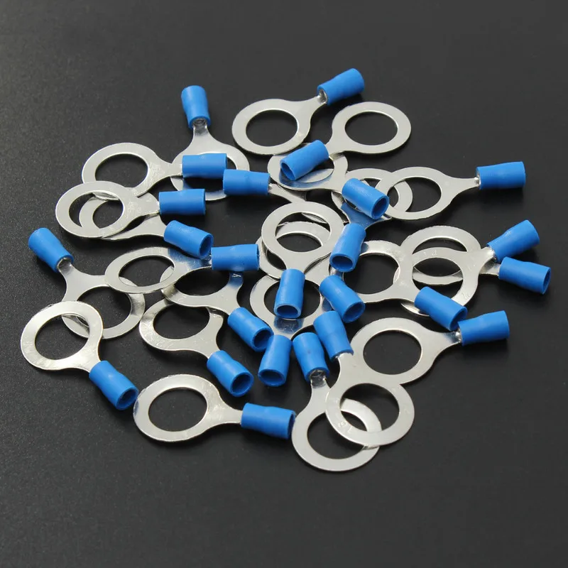 16-14AWG 1.5-2.5 مللي متر معزول حلقة موصل طرفي الأحمر M3/M4/M5/M6/M8/M10/M13 سلك PVC كابل الكهربائية تجعيد محطة