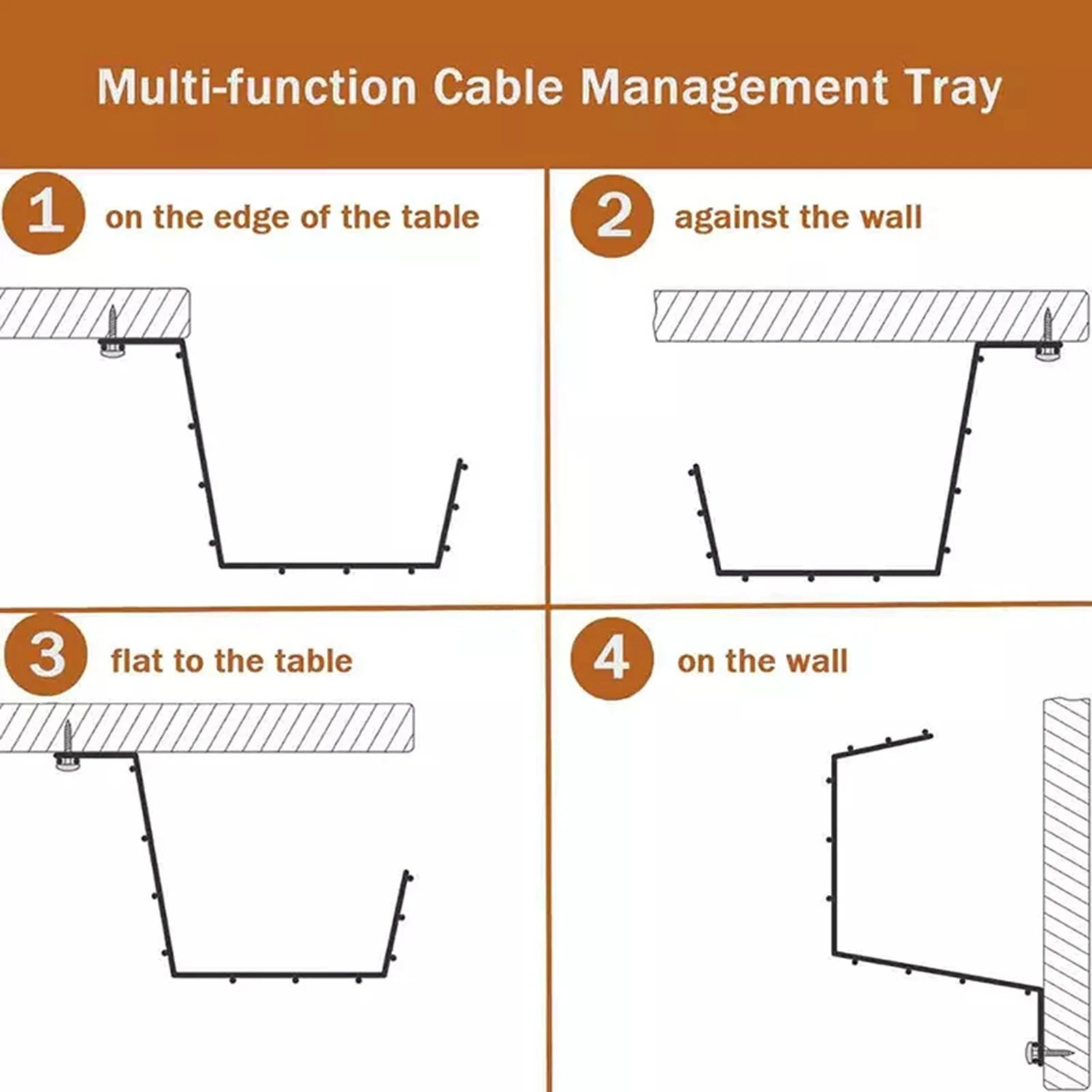 책상 코드 아래 케이블 관리 케이블 홀더 데스크 케이블 관리 트레이 바구니 아래, 와이어 하이더 정리, 2 피스