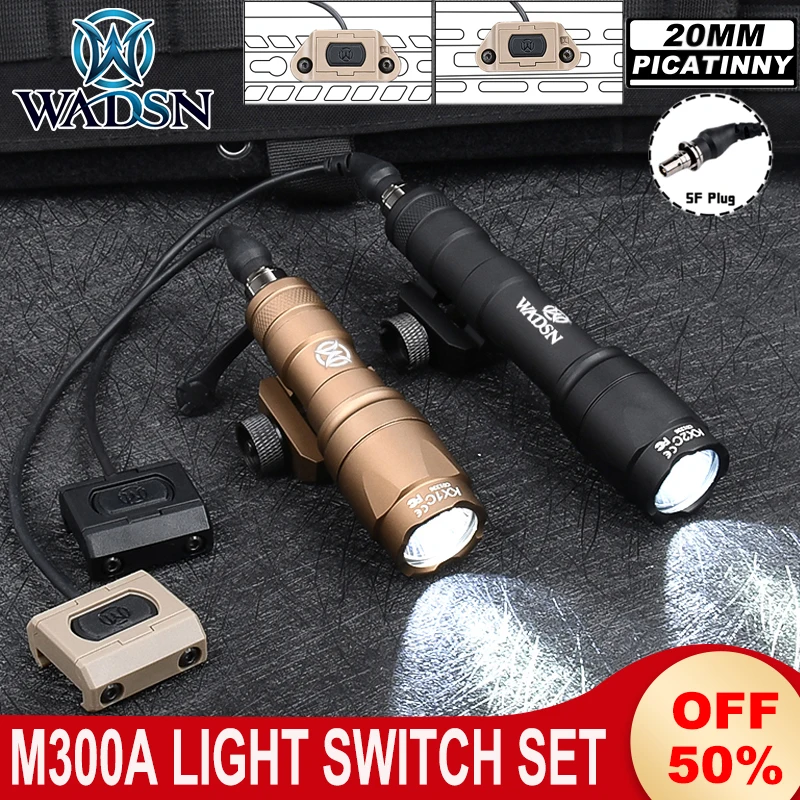 WADSN M600C M300A Flashlight Remote Pressure Switch Set Tactical Outdoor Hunting Scout Light Mod Button Fit MLok Keymod 20MMRail