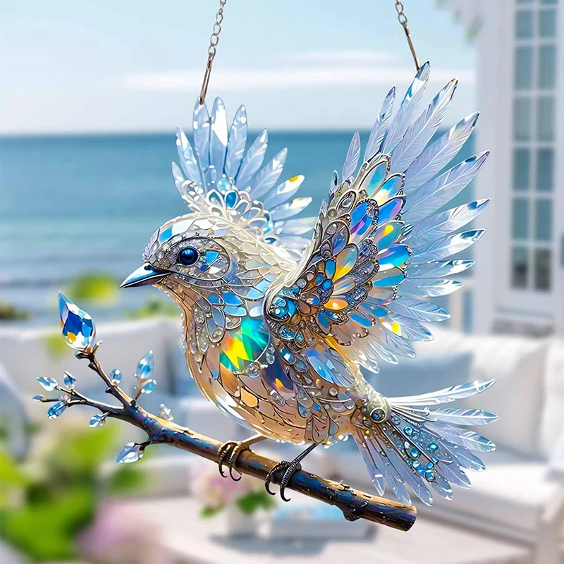 Decoration Home Art Hummingbird Acrylic Crystal Sky Bluebird Colorful Decorations Charming Shining Artworks Art Kit Home Decor