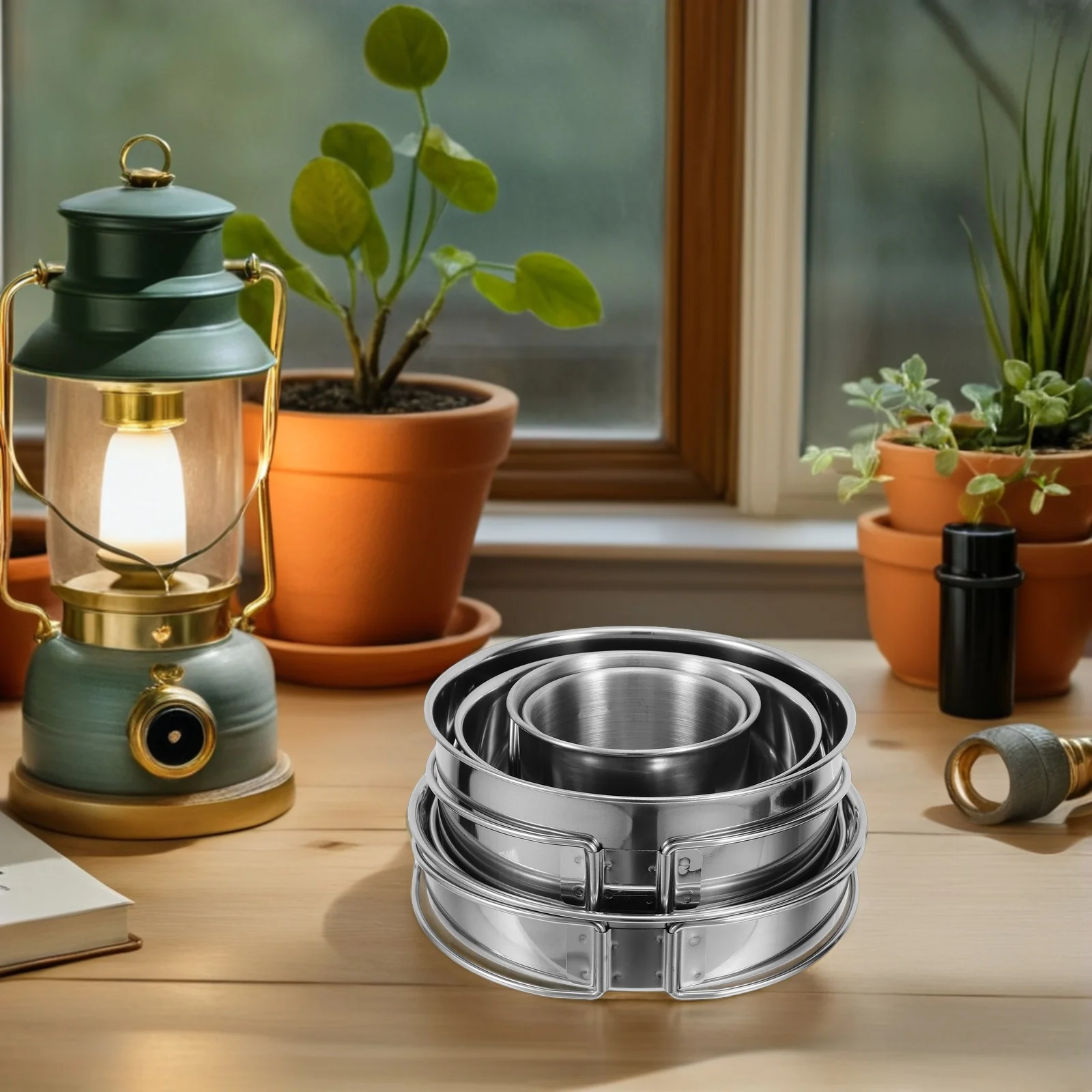 

Camping Cookware Kit Stainless Steel Foldable Cutlery Set Portable Outdoor Hiking Backpacking Cookware Utensils Tableware Kit