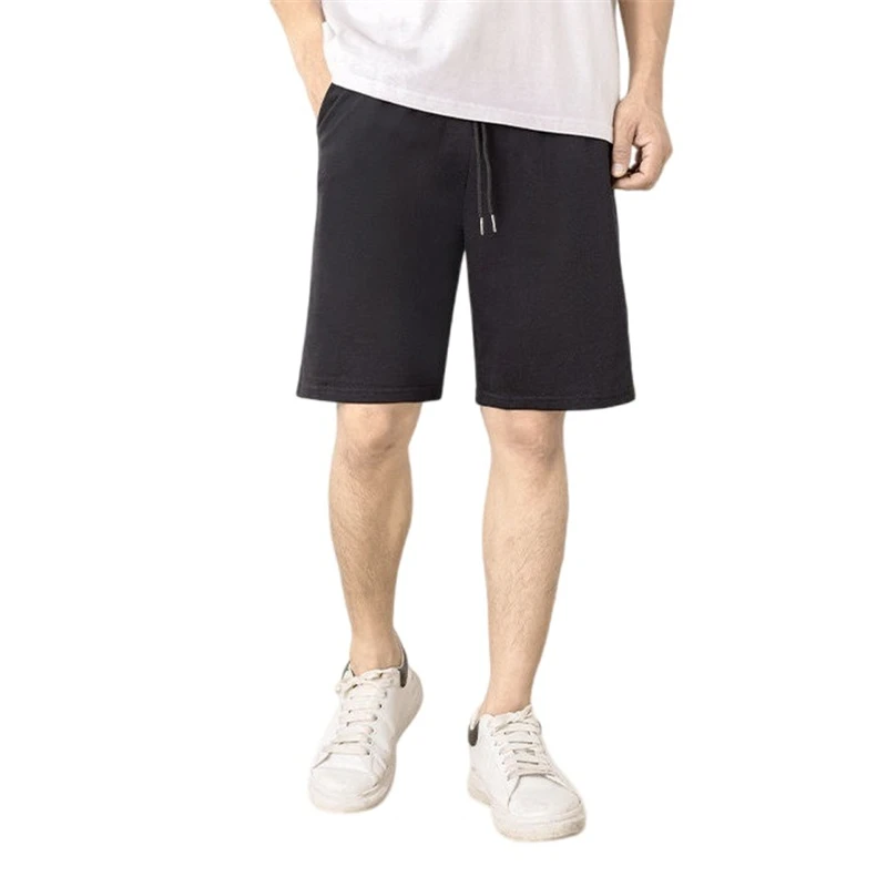 Summer Cotton Men Shorts Solid Color Sweat-absorption and Breathable Casual Panties Keen-Length Size M to 5XL