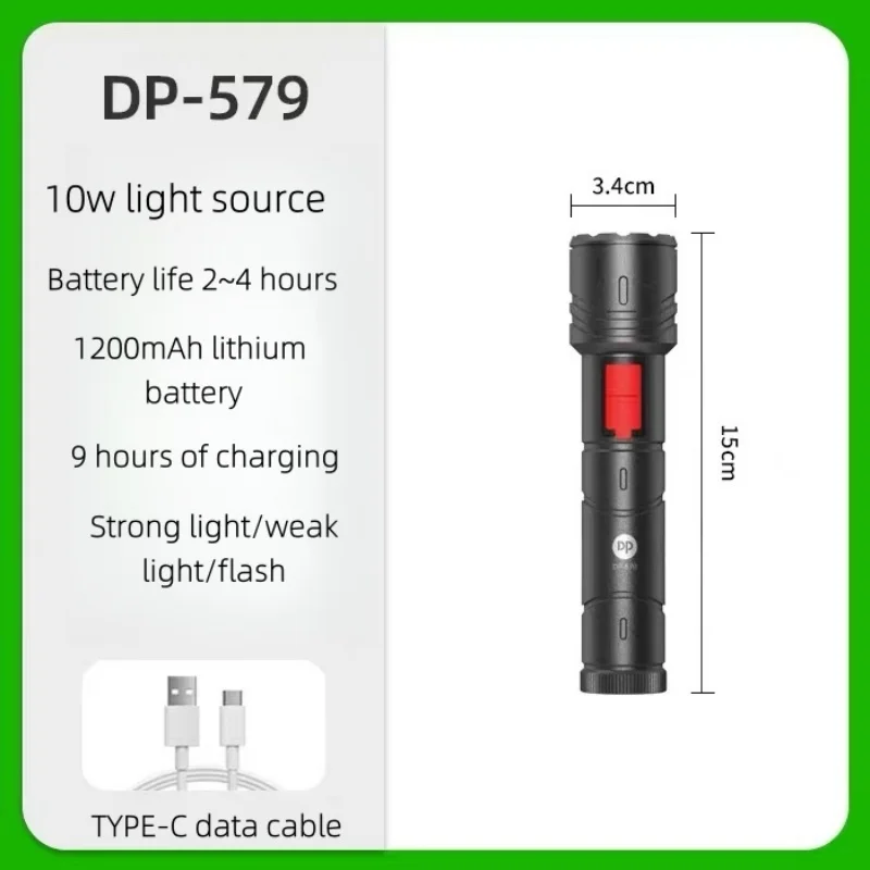 Linterna Led de alta potencia, lámpara recargable portátil, antorcha de autodefensa, luz de trabajo nocturna, linterna para fashing y Camping