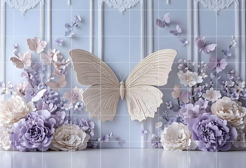 Mehofond التصوير خلفية حديقة الوستارية الزهور فراشة الاطفال عيد ميلاد الأمومة صورة ديكور خلفية استوديو الصور