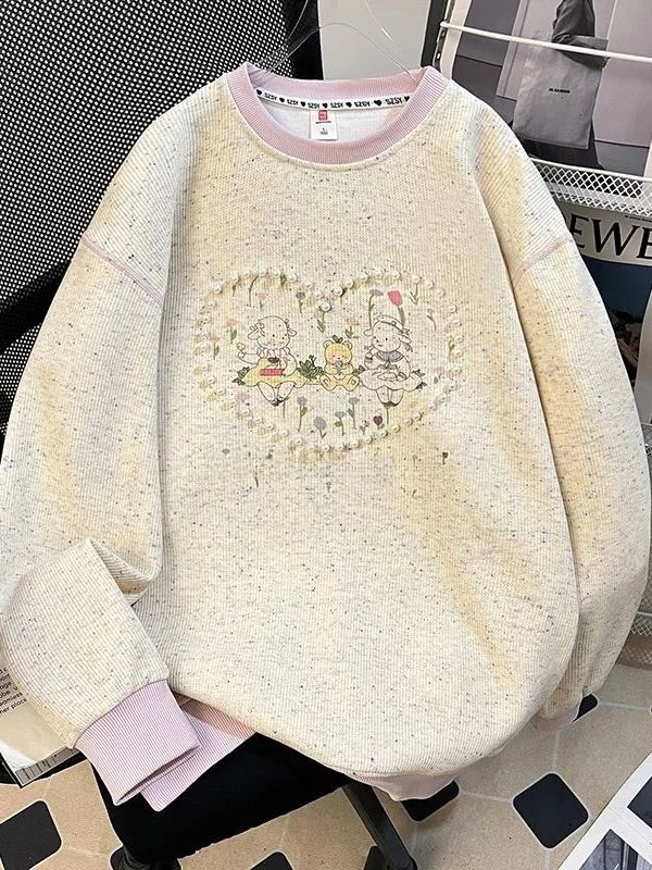 

Extra Large 300 Pou Loose Long Sve Hoodie round Ne Bear Casual Faion Top Winter Women's Sweatirt Comfortable Warm