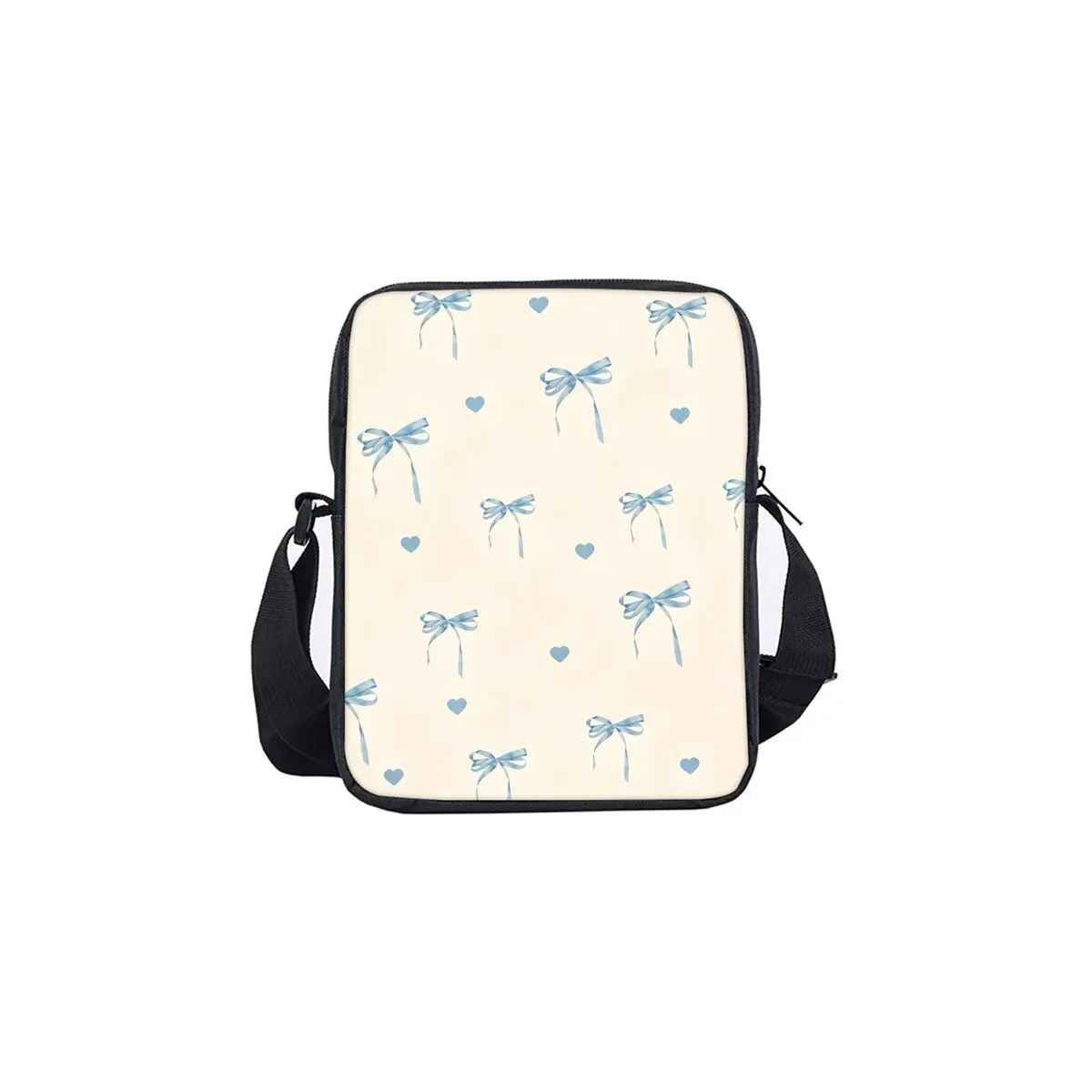 Bow Print Single Sided Messenger Bag for Boy/Girls Children Best Gifts 2D Flat Cartoon Casual Crossbody Bag