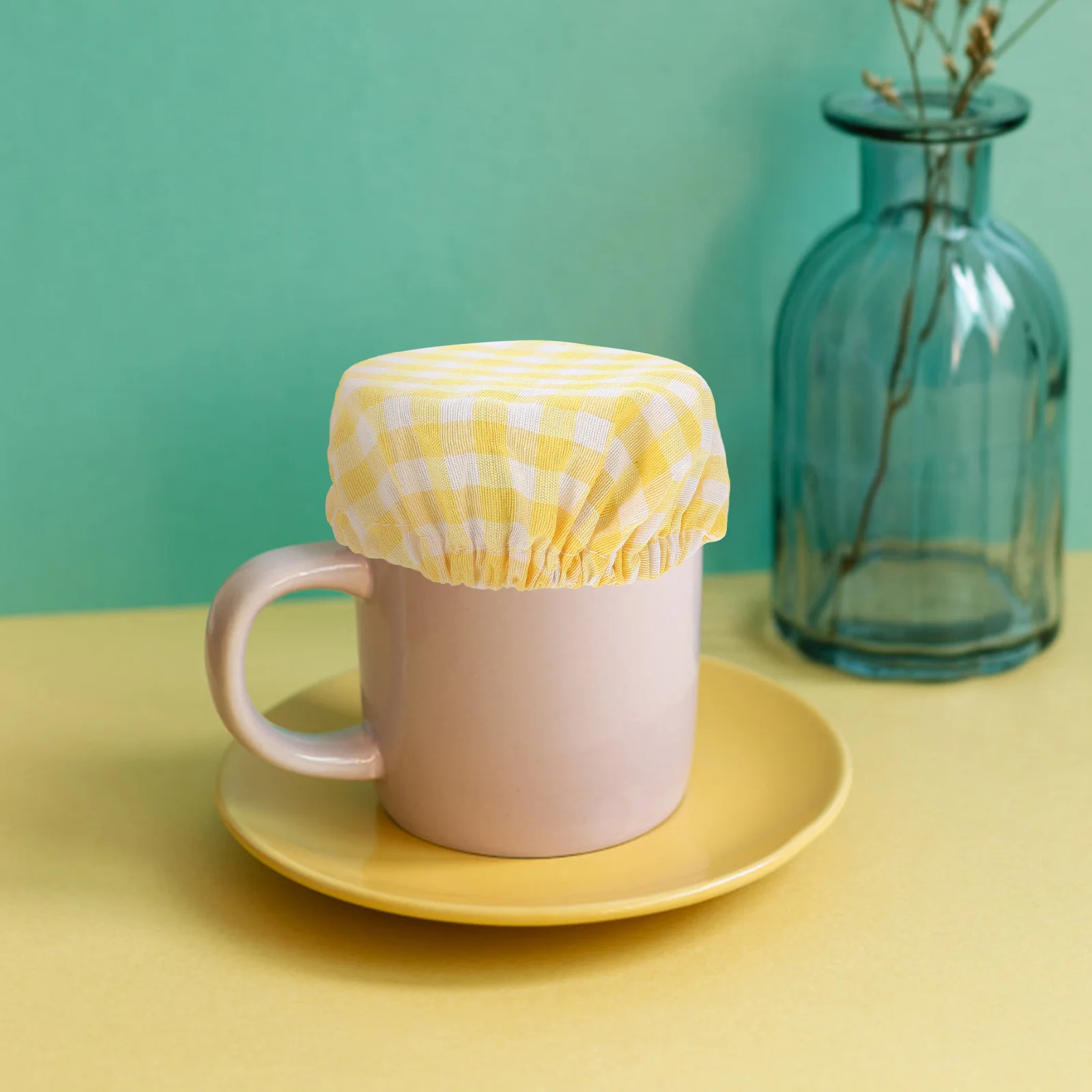 

2Pcs Glass Bottle Cover Set - Plaid Cotton Jar Covers for Sourdough Starter Fermentation - Elastic Reusable Unbleached Bread