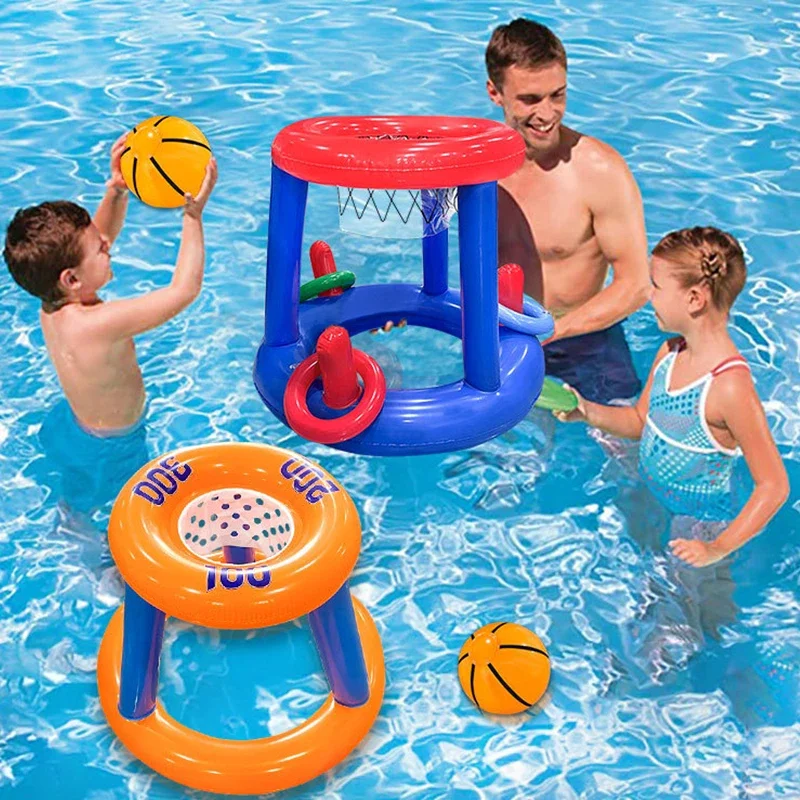 Inflatable Water Basketball Hoop Toys Water Parent-Child Throwing Game Hoop Beach Toy Set Kids Holiday Gift Pool Accessorie