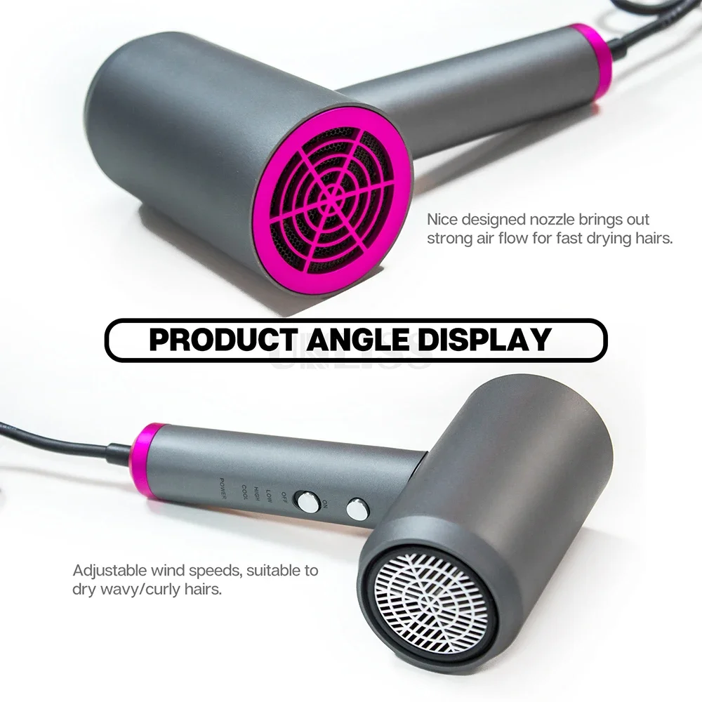 مجفف شعر أيوني احترافي قوي 1800 وات سريع الجفاف منخفض الضوضاء مع مكثف ومرفقات ناشر الفوهة