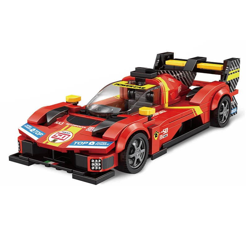 InhawBrick Moc Technical Sport Speed Racing Le Mans Ferrari Car Building Block Adults Brick Sets Model Toys for Boy Children