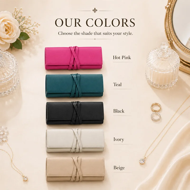 Travel jewelry organizer pouch for necklaces and earrings Foldable jewelry case