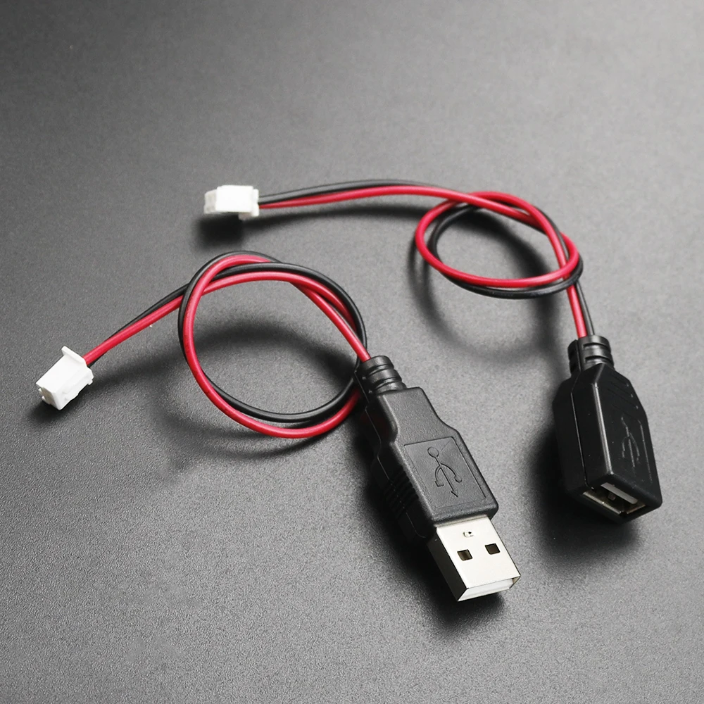 1 piece USB male and female head to XH2.54-2P terminal wire, 2-core power cable, USB socket to PH2.0 terminal adapter cable