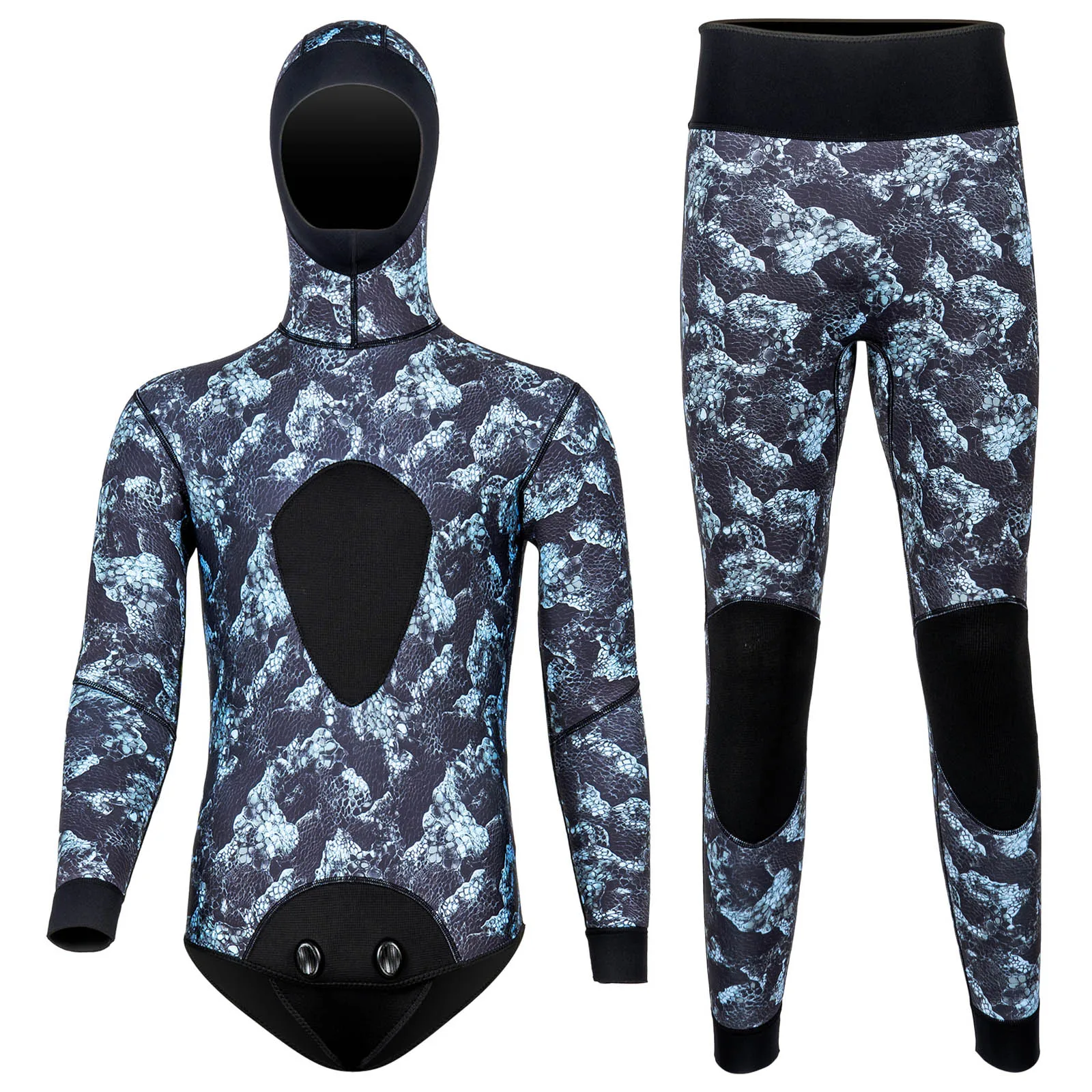 3 مللي متر طباعة بذلة رجالي كم طويل النيوبرين قطعتين مقنعين بدلة غطس بلوزات وسراويل الدفء الغوص تصفح بحر #3