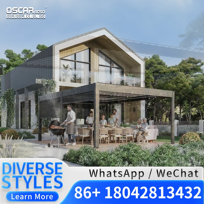 Motorized Aluminum Terrace Roof Louver Waterproof Outdoor  for Hotels Villas Backyards Pergola