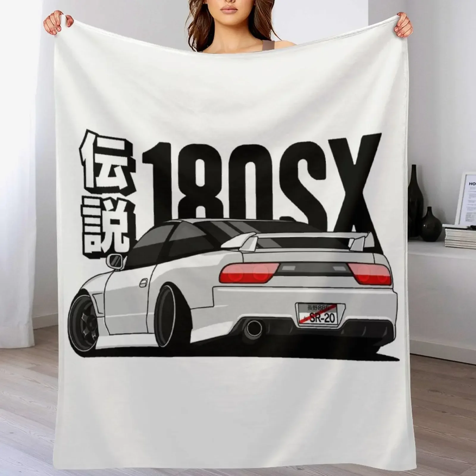 

180SX 240SX White Throw Blanket Soft Plush Plaid Giant Sofa Blankets