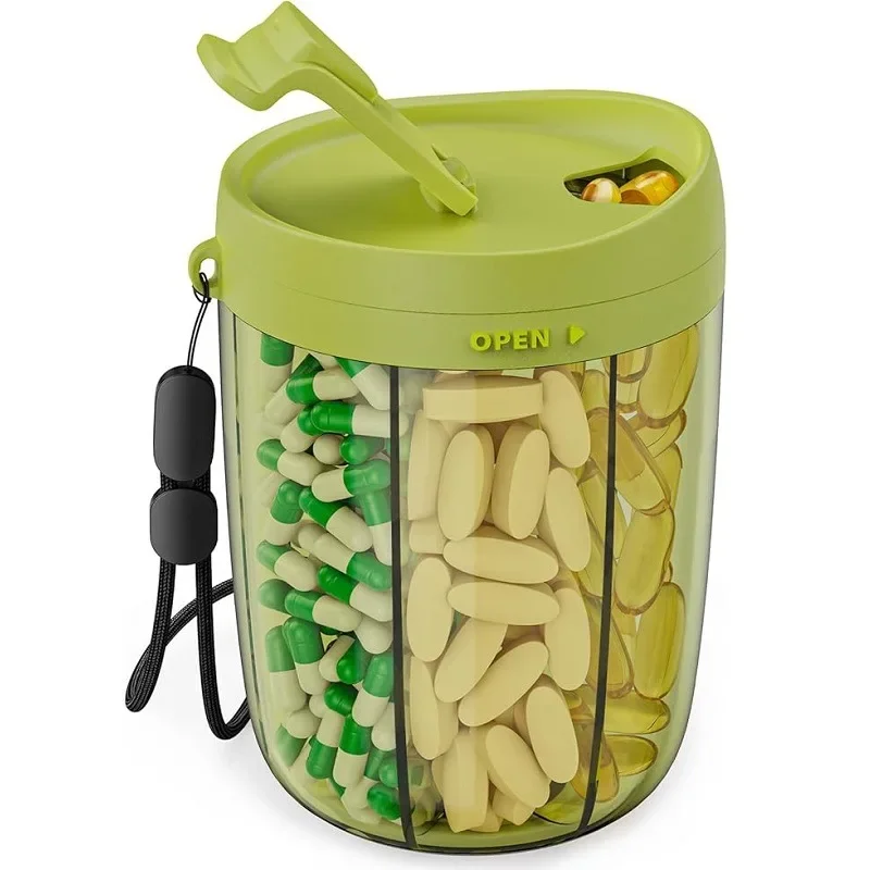 Premium Airtight Pill Storage Containers - PP Plastic Transparent Canisters with Moisture Proof Lock for Dry Goods & Medicine