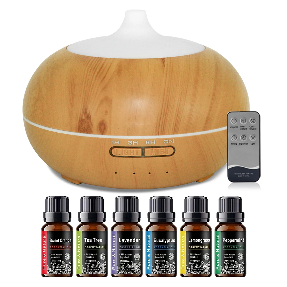 

550ml Essential Oil Diffuser with Remote Control, 7 LED Color Changing Lights, Quiet Operation for Bedroom Office Yoga