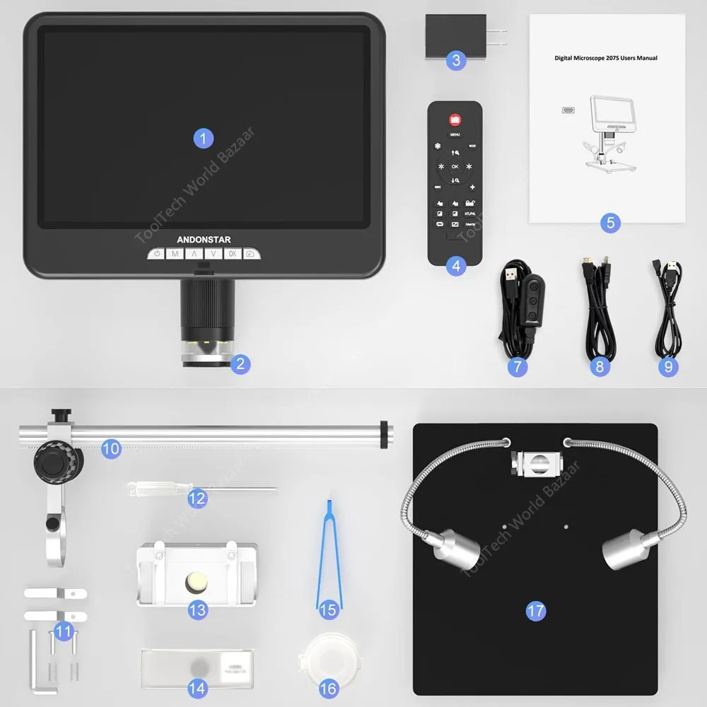 Maxgeek Andonstar AD207S-10Pro 10-inch UHD Screen and 26cm Stand Digital Microscope for Electronics Soldering and Repairing