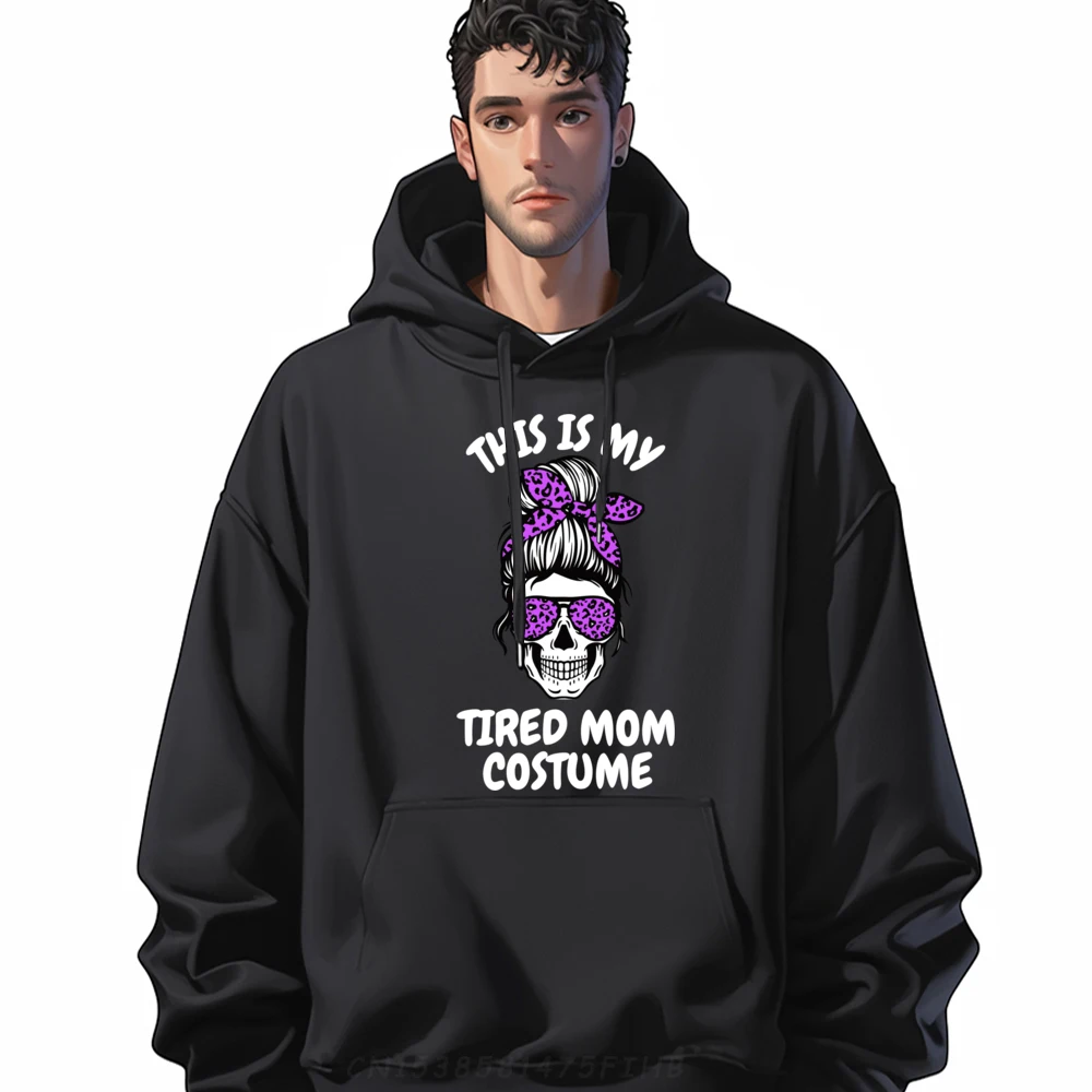 This Is My Tired Mom Costume Skeleton Messy Bun Halloween Graphic Tees Men Women Eco-Friendly Gifts For Men