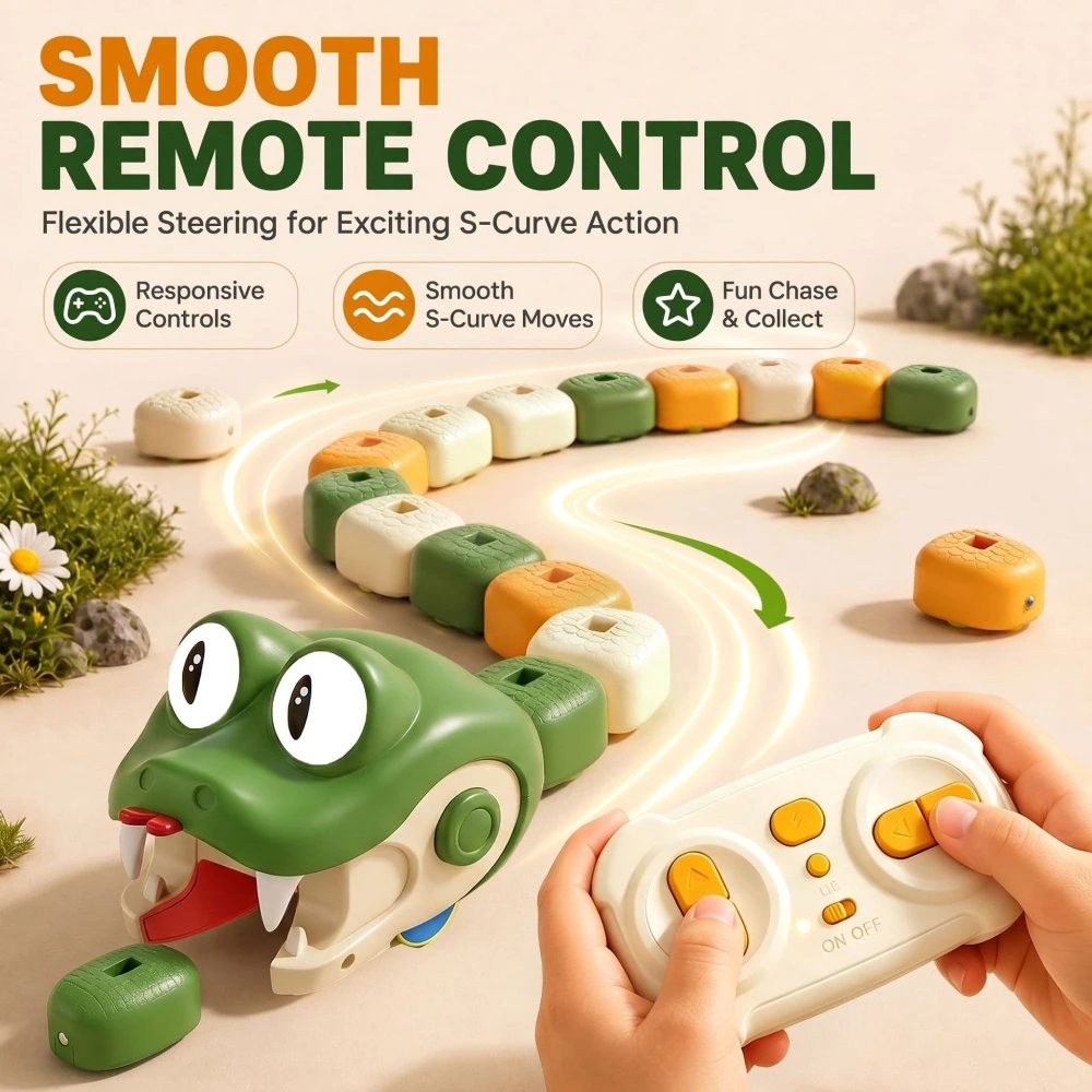 Magnetic Greedy Snake RC Toy Competitive Racing Collecting Interactive Playset Educational Remote Control Game Toy Birthday Gift