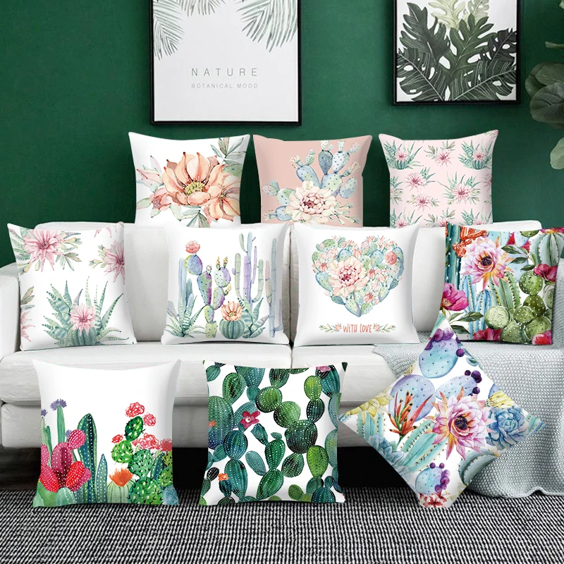 Cactus Plants Pattern Decorative Cushions Pillowcase Sofa Cushion Cover Throw Pillow Sofa Decoration