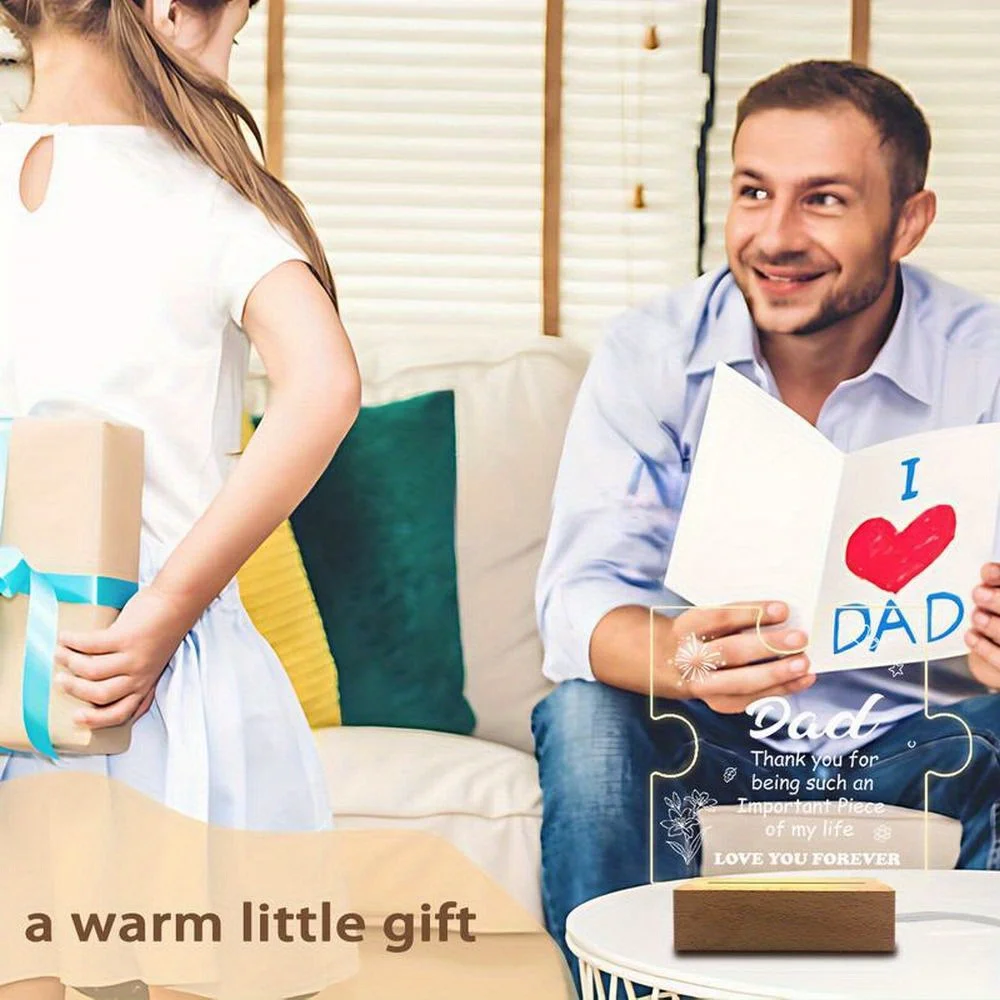 قطعة واحدة من ملحقات التصوير الفوتوغرافي المضيئة من الأكريليك، قاعدة USB، هدية للأب، تماثيل ألغاز #3