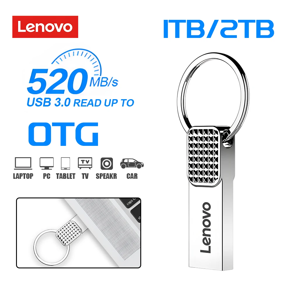 Lenovo 2TB Original USB 3.0 Pen Drive USB Memory Stick 1TB Metal High Speed Type C Pendrive USB Flash Drives 512GB For Notebook