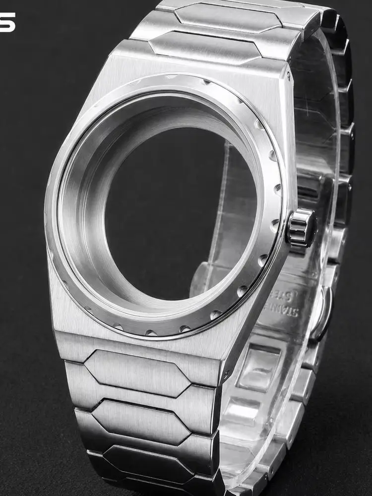 Grayss Neues integriertes gebürstetes Edelstahl-Uhrengehäuse mit Armband, 37 mm, für SKX NH35 NH36, Saphir, 20 atm, wasserdicht, Mod-Teile