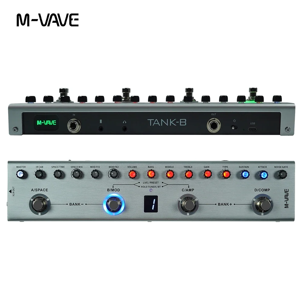 

M-VAVE Tank-B Bass Guitar Multi-Effect Pedal Rechargeable 36 Presets 9 Preamp Slots 8 IR Cab Slots 3 Modulation/Delay/Reverb