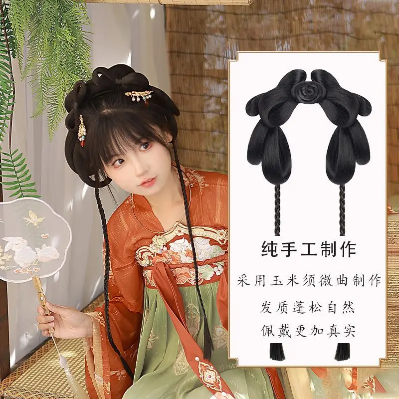 Tradycyjne rozwiązanie do włosów w kostiumie - peruka 5 w 1 z opaską i akcesoriami do stylizacji Wszechstronny dodatek do włosów Dynasty