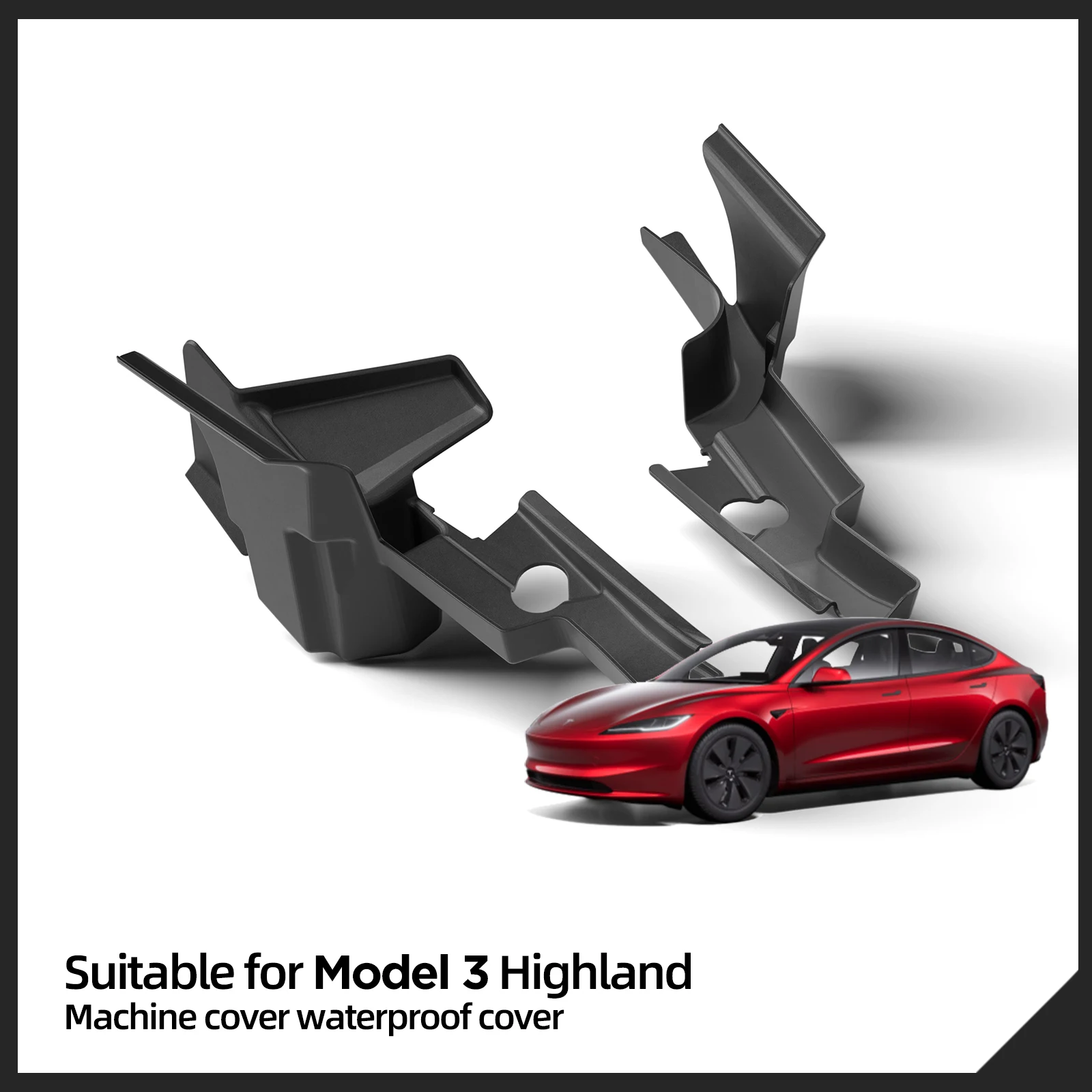 For Tesla Model 3 Highland Front Trunk Hood Water Guide Device Anti Clogging Cap Debris filtration Protective Cover 2024 2pcs