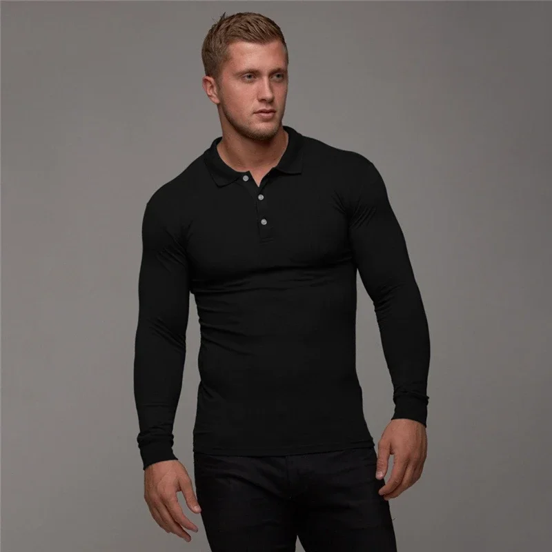 New Brand Polo Shirt Mens Casual Fashion Breathable Cotton Polo Tshirt Men Business Long Sleeve High Quality Poloshirt Men