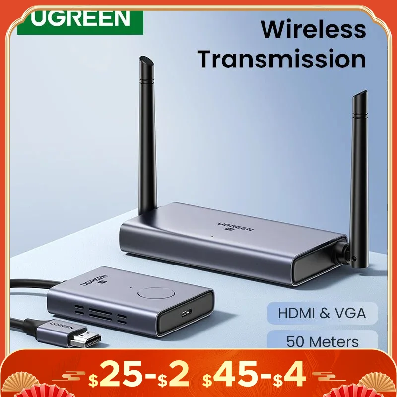 【NEW-IN】UGREEN Wireless HDMI Extender Video Transmitter & Receiver Kit 5G 50M Transmits Display Dongle for TV PC PS5/4 Monitor