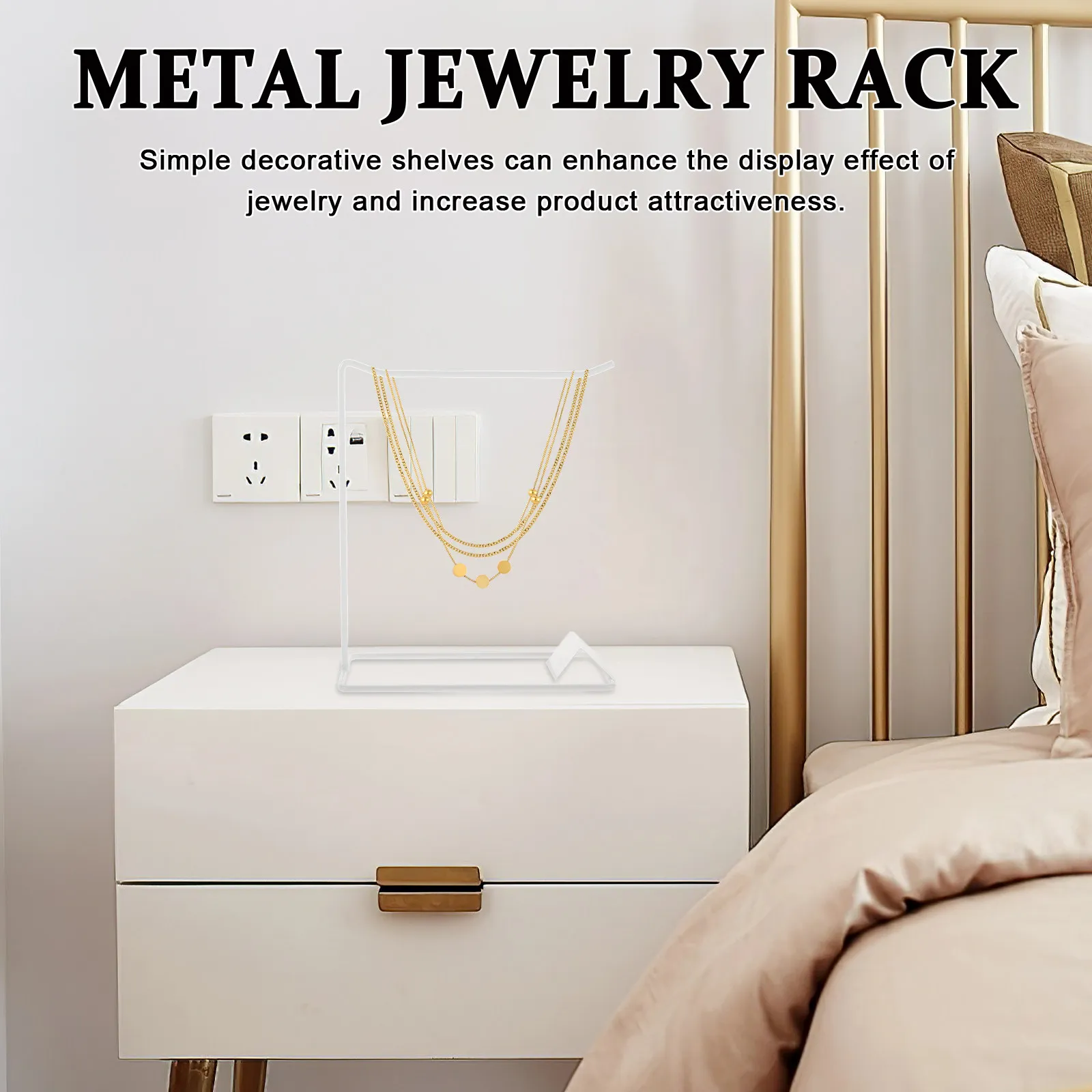 

Metal Jewelry Display Stand Headband Organizer Necklace Bracelet Holder Sturdy Minimalist Desktop Jewelry Tower Nail Display