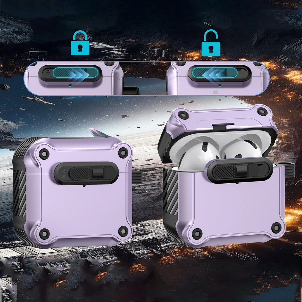 غطاء قفل أمان أوتوماتيكي لأجهزة AirPods Pro 2 4 4th ANC حافظة مضادة للصدمات لسماعات AirPods 4 3 2 1 Pro2 2023 Funda