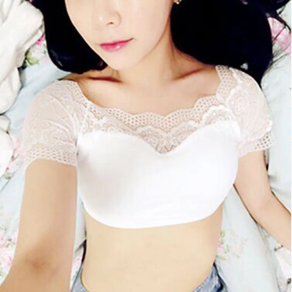 Padded Bralette Bra Sheer Shoulder Crop Vest White Seamless Wireless Yoga Sports Top Comfortable Breathable Sweat-Absorption