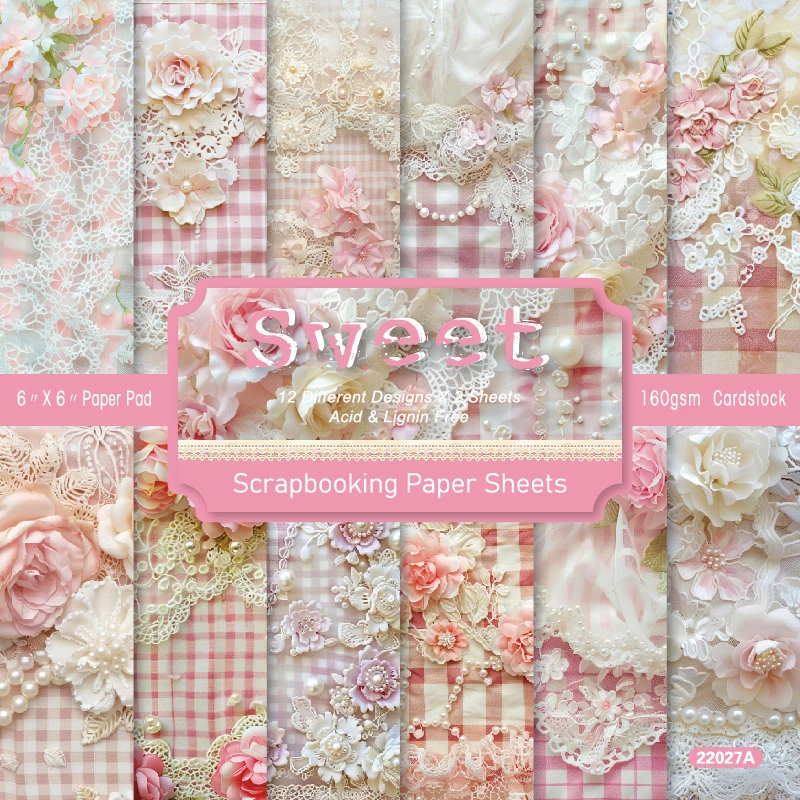 

Panalisacraft 24 sheets 6"X6" Vintage Pink Flower Scrapbook paper Scrapbooking patterned paper pack DIY craft Background paper