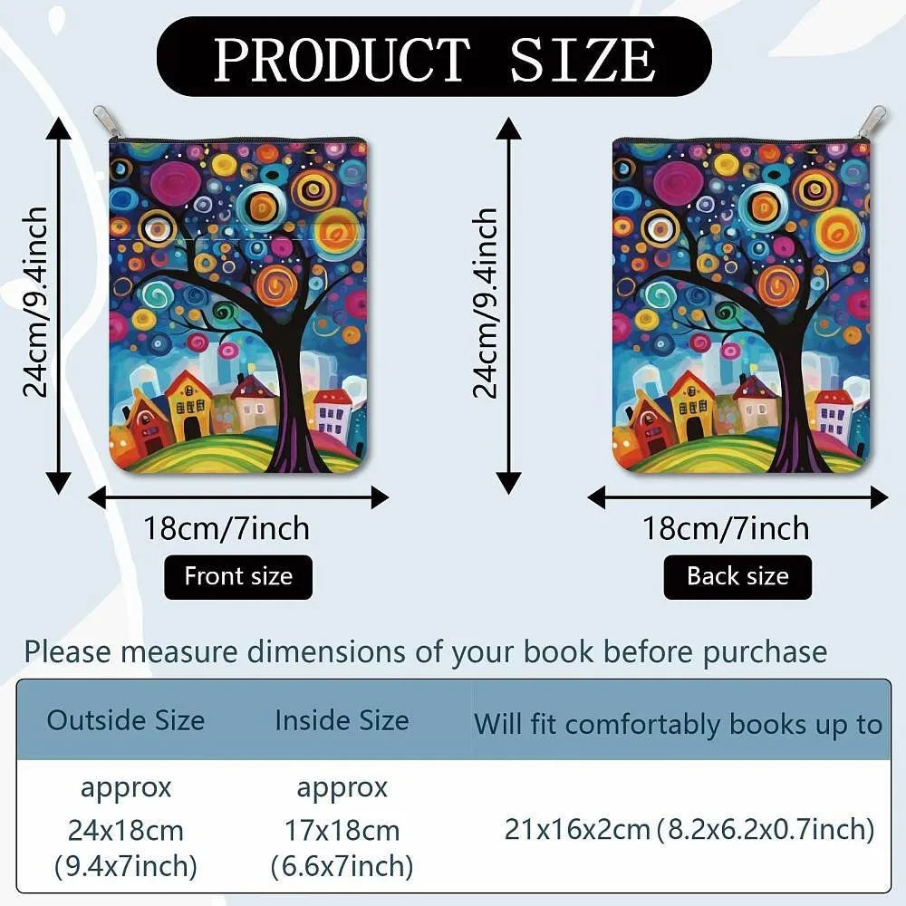 Printed Polyester Book Storage Zipper Bags Rectangle Gold Color Building 24x18cm