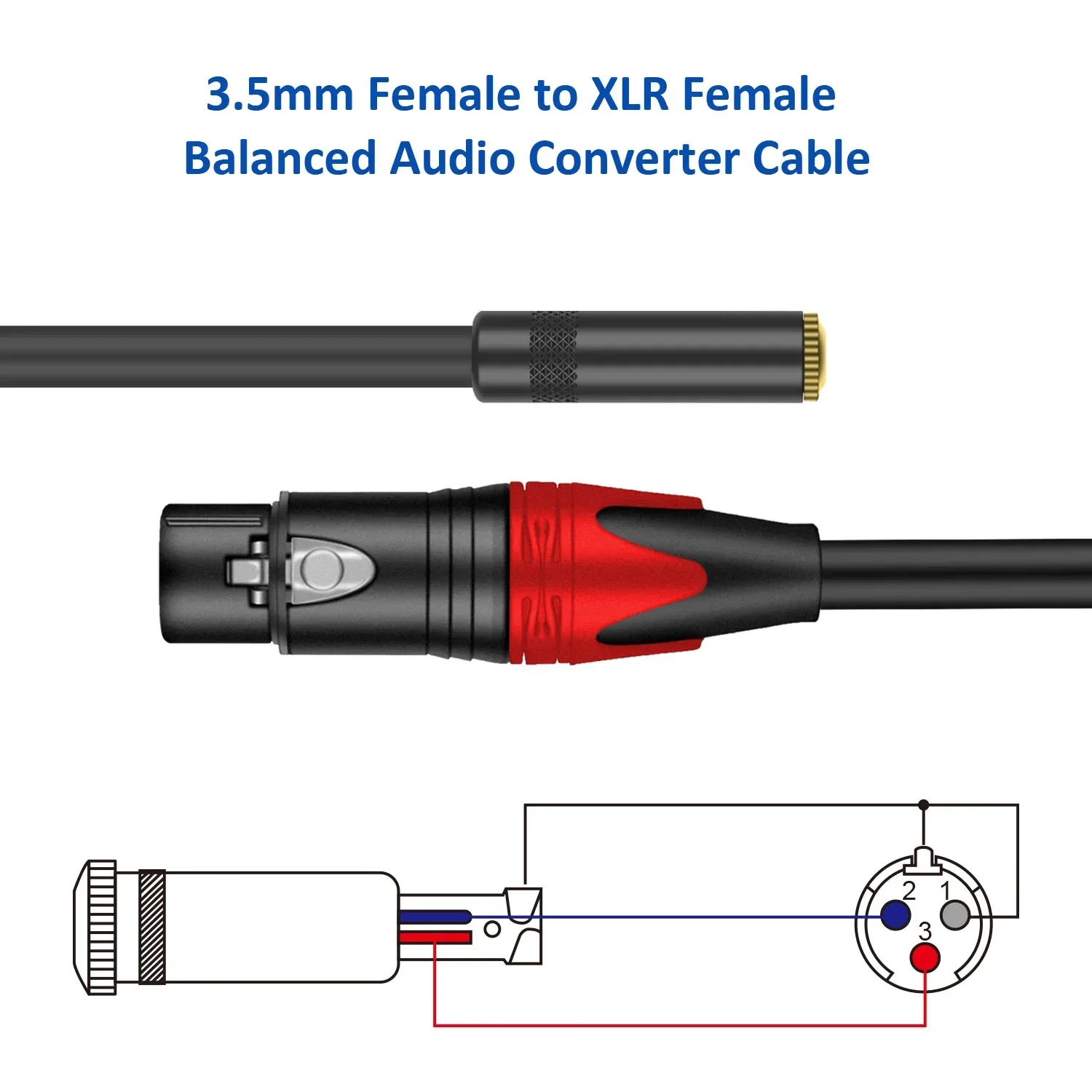 Dremade 3.5 إلى XLR الصوت تمديد وصلة كابل TRS 3.5 مللي متر 1/8 بوصة أنثى إلى XLR 3 دبوس شاحن أنثي محول متوازن Mic كابل