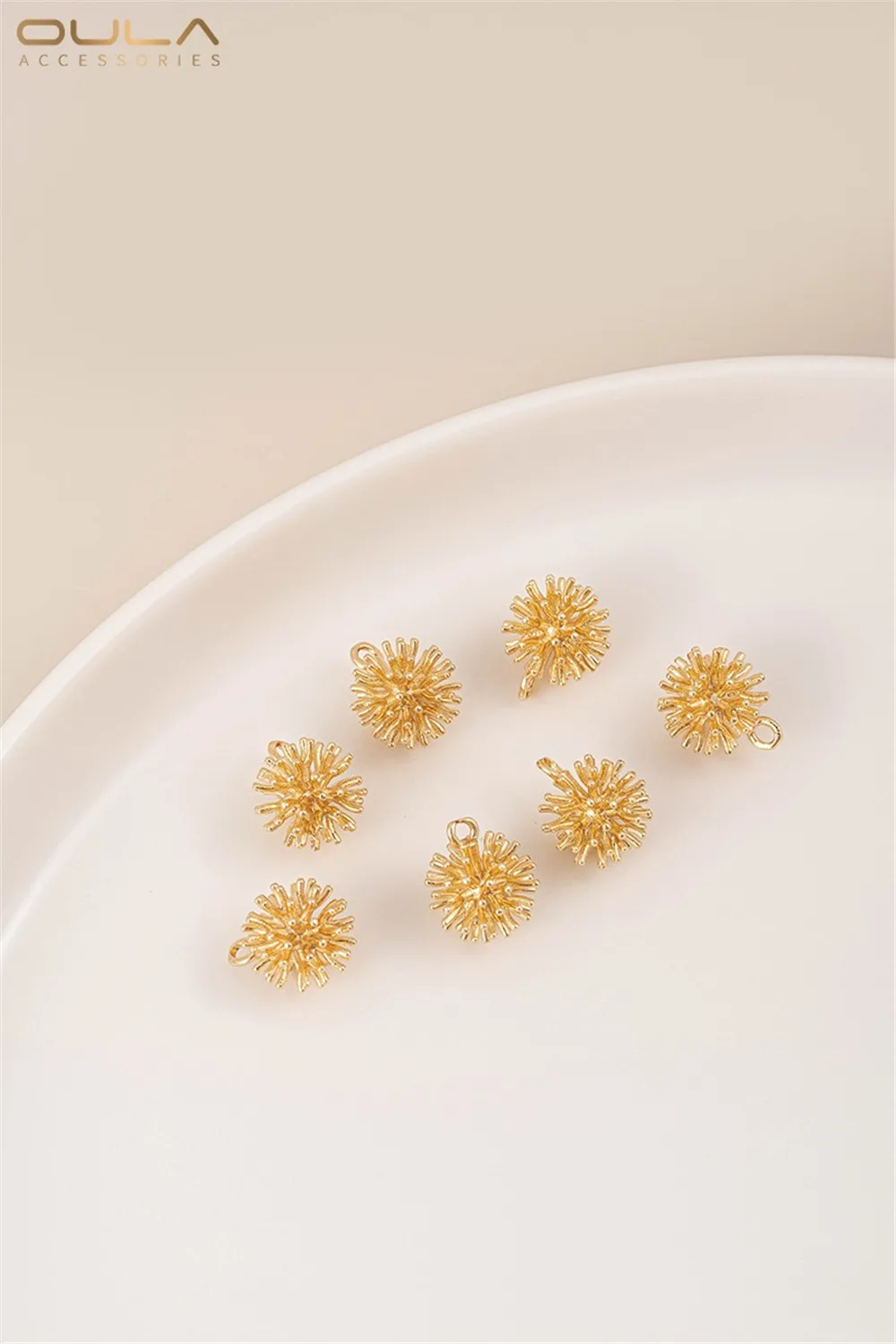 1PCS 14K Gold-Plated Wool Ball จี้,ทองแดงชุบทองจริง Pinecone จี้, handcrafted ต่างหูและสร้อยข้อมืออุปกรณ์เสริม