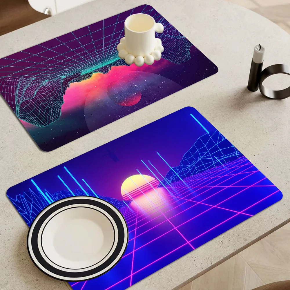 

Neon Games Quick Drying Dish Mat Printed Kitchen Tableware Coffee Draining Pad Dinnerware Cup Bottle Placemat