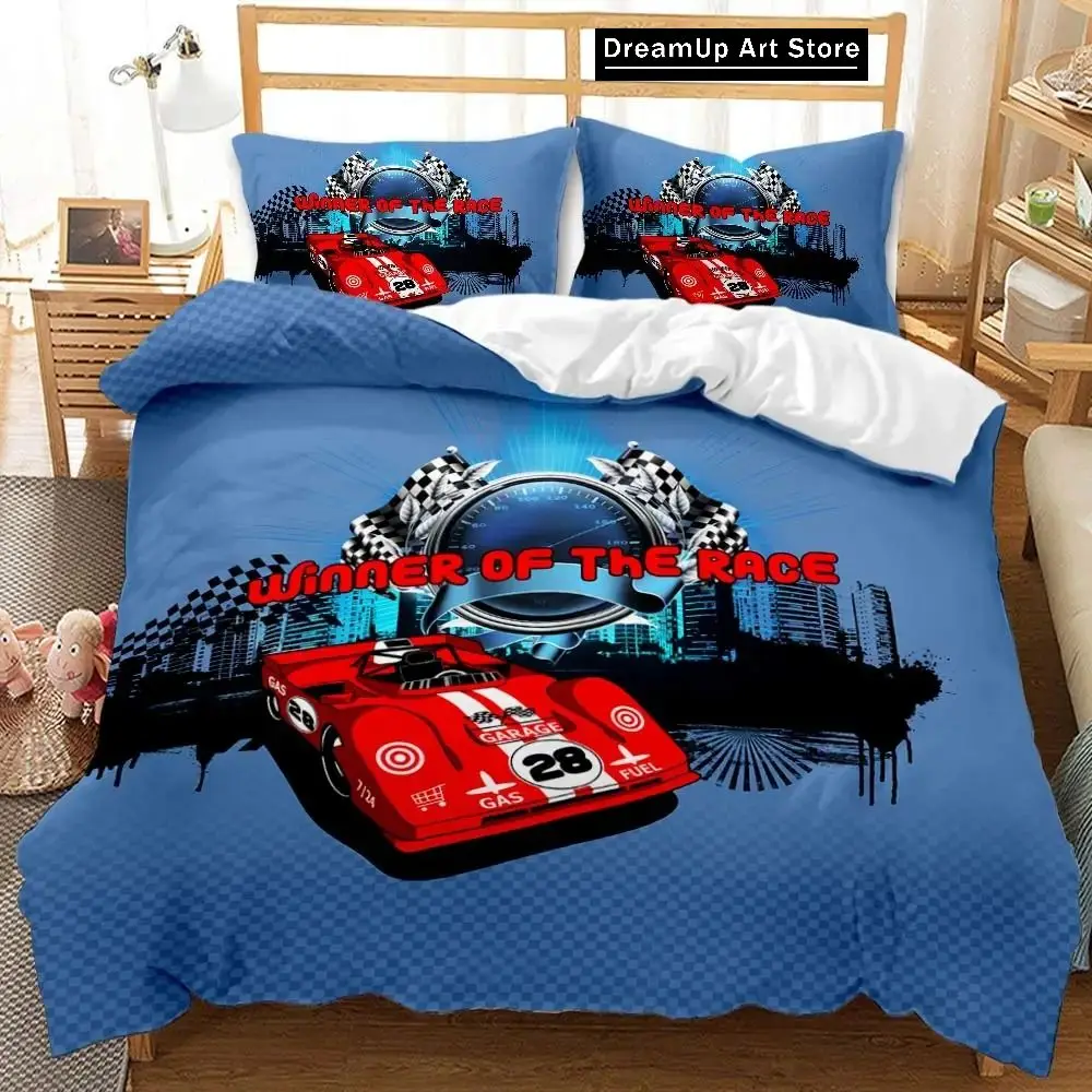 Race Car Extreme Sports Cool Car Sports Bedding Set Boys Girls Twin Queen Full Size Duvet Cover Pillowcase Bed Adult Bedroom