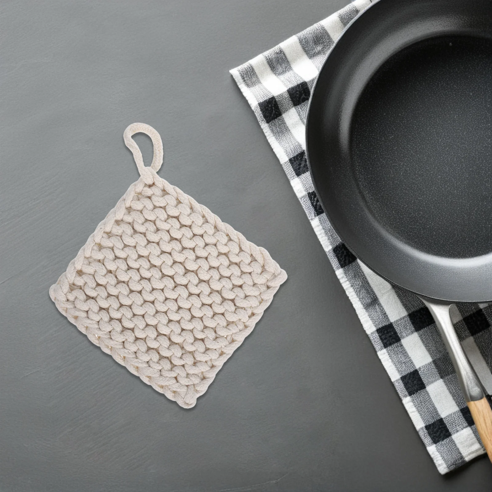 

Woven Cotton Coaster Thick Pot Mat Square Cup Pad For Table Protection Heat Resistant Dishwasher Safe Kitchen Decor Accessory