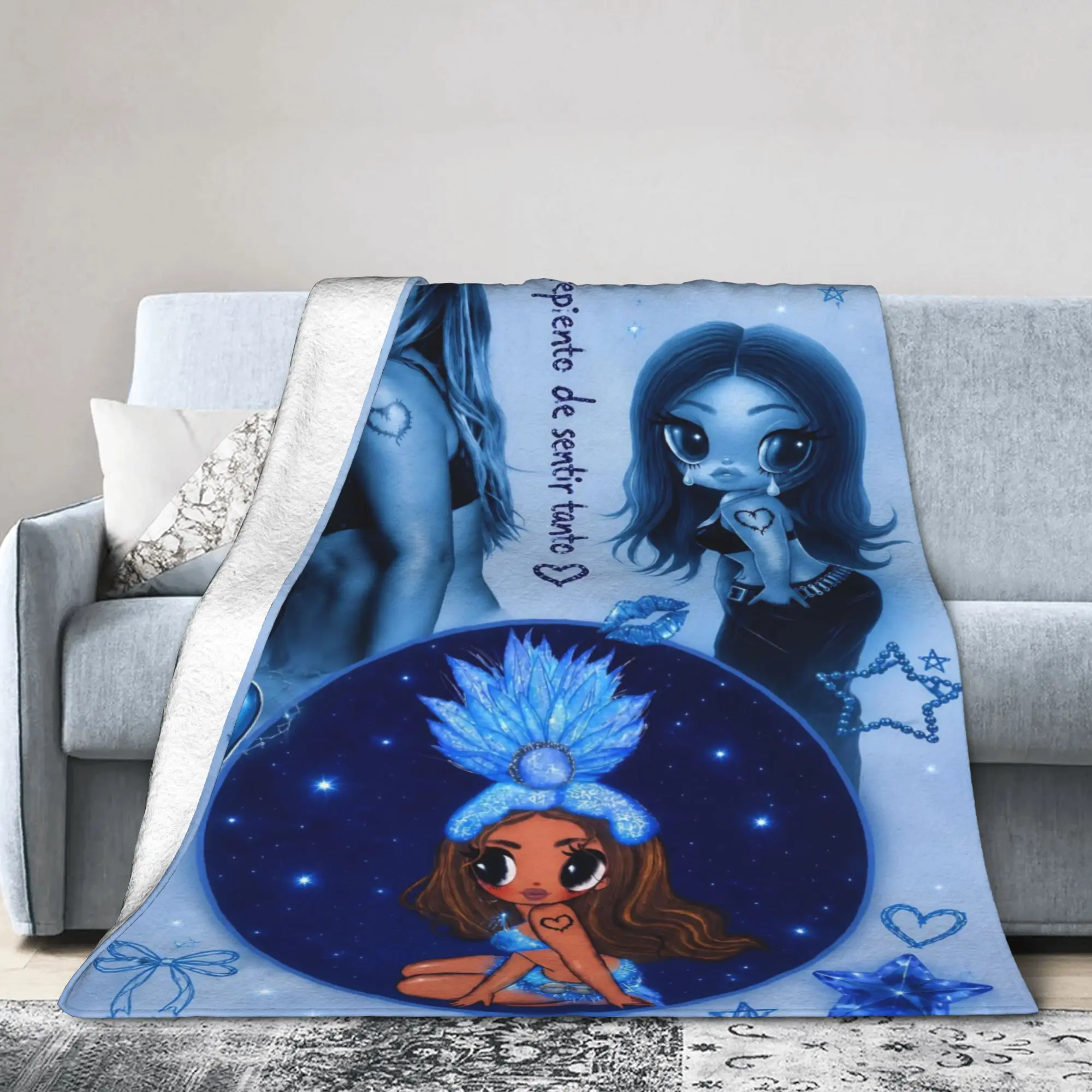 Karol G No Me Arrepiento de Sentir Tanto Blanket Flannel Spring/Autumn Multifunction Throw Blankets for Office Bedding Throws