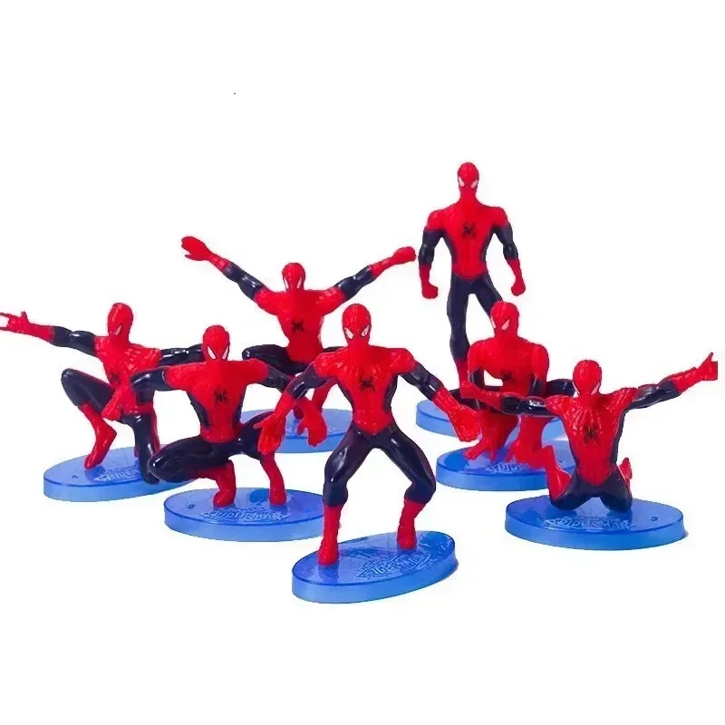 Anime 1-6 PCS Marvel Series Avenger Spider-Man Figurine Modèle Q Version Décoration de Voiture Collection Jouet Dessin Animé Cadeau d'Anniversaire Ornement de Gâteau