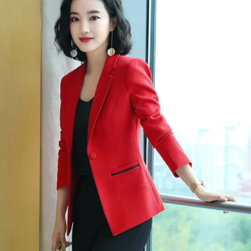 Blazer cranté à manches longues pour femmes, veste slim, manteau femme imbibé, dame de bureau, blanc, noir, 2024