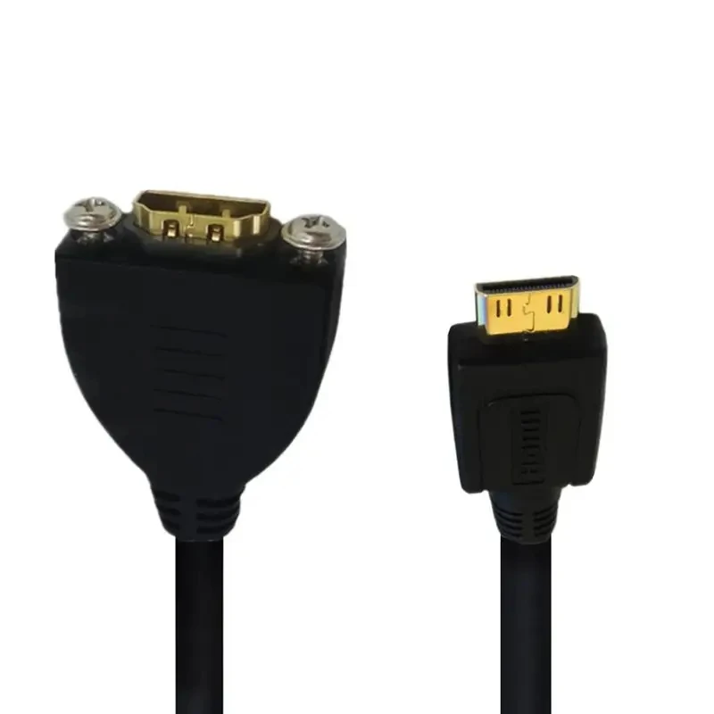 C-Type Mini D-Type Micro HDMI Compatible Male to Female High-Definition Extension Cable With Screw Holes For Fixed Panel Cable