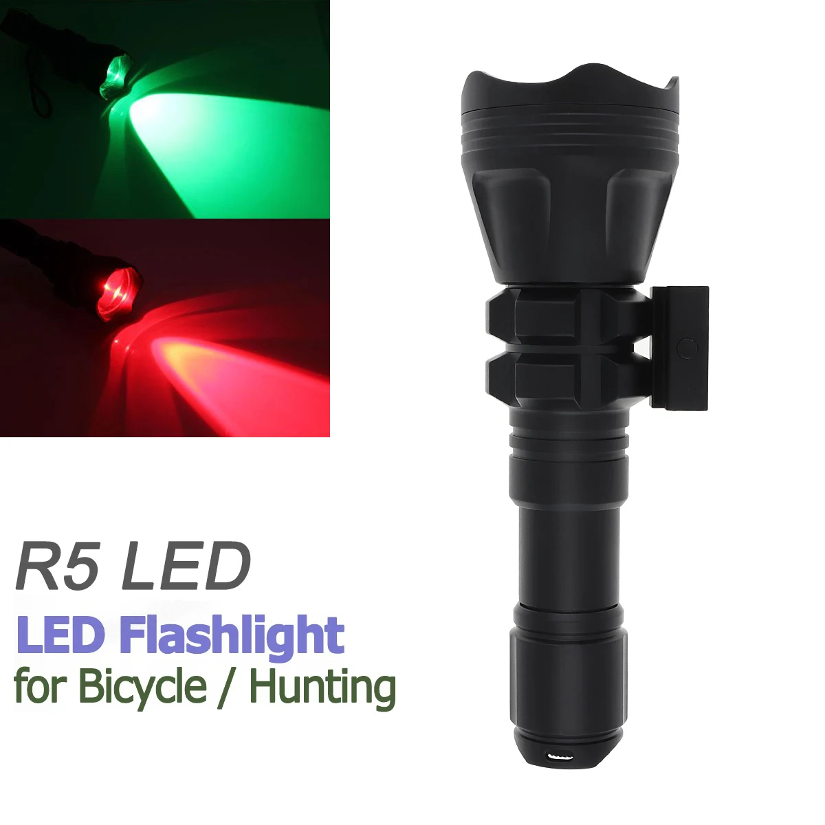 SecurityIng Hunting Green Flashlight 900LM B158 Convex Lens Zoom Tactical Flashlight XM-L2 U4 LED Torch Light Red Flashlight